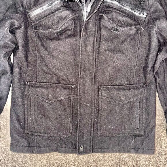 Rocawear Men Vintage Utility Pocket Fleece Bomber Sport Coat Jacket Black Large - Picture 9 of 12